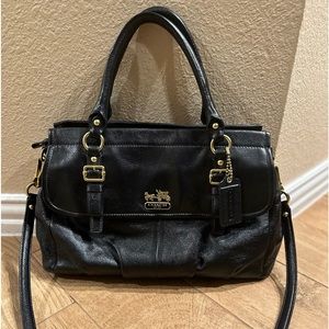 Coach black leather satchel